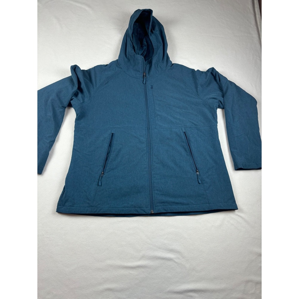 Kirkland Signature Womens XXL Softshell Jacket Blue Teal Faux Fur Lined Hooded